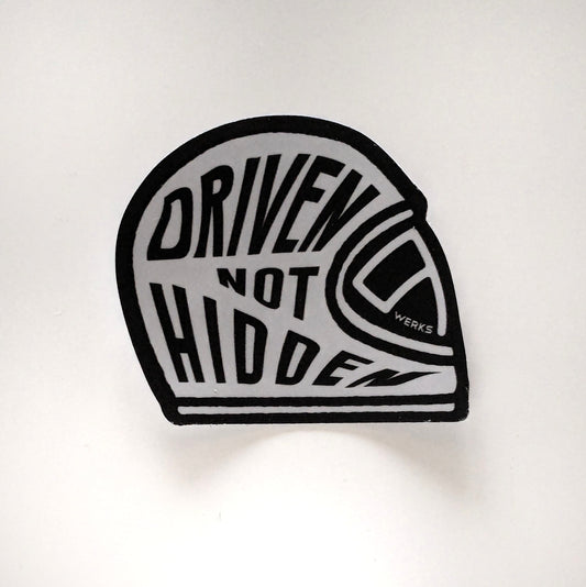 'Driven not hidden' helmet sticker