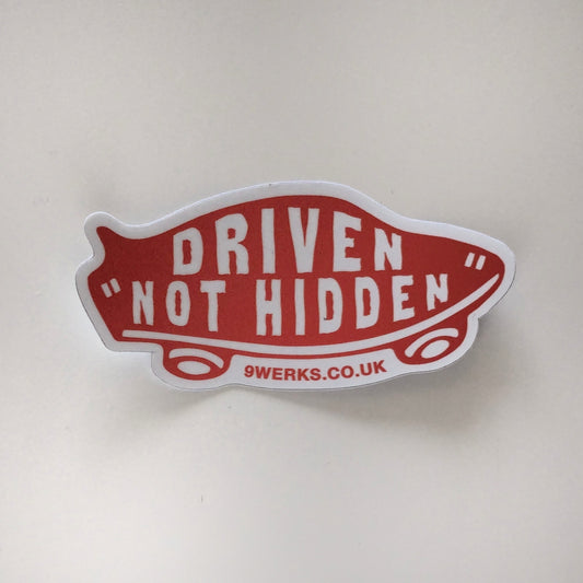 'Driven not hidden' red skateboard sticker