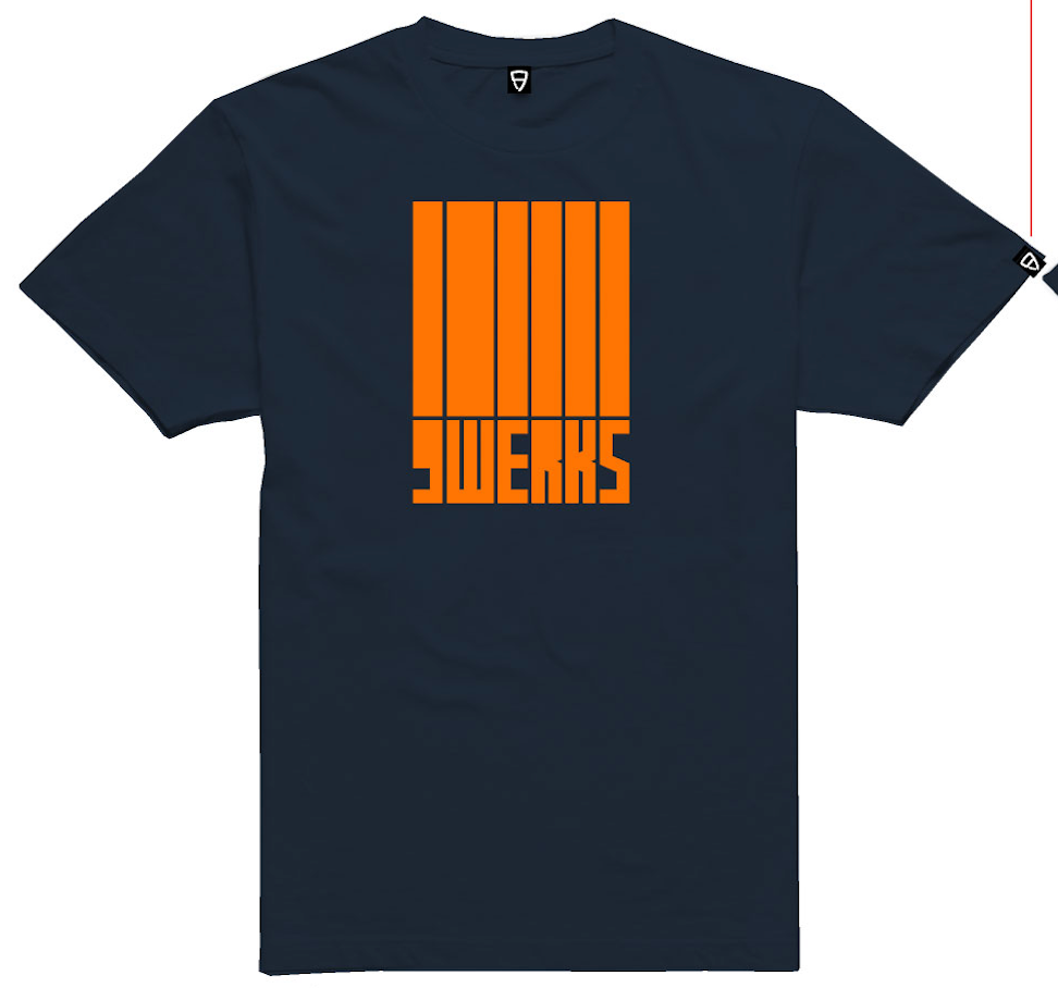 9WERKS Safety Stripe T-Shirt - blue with orange print