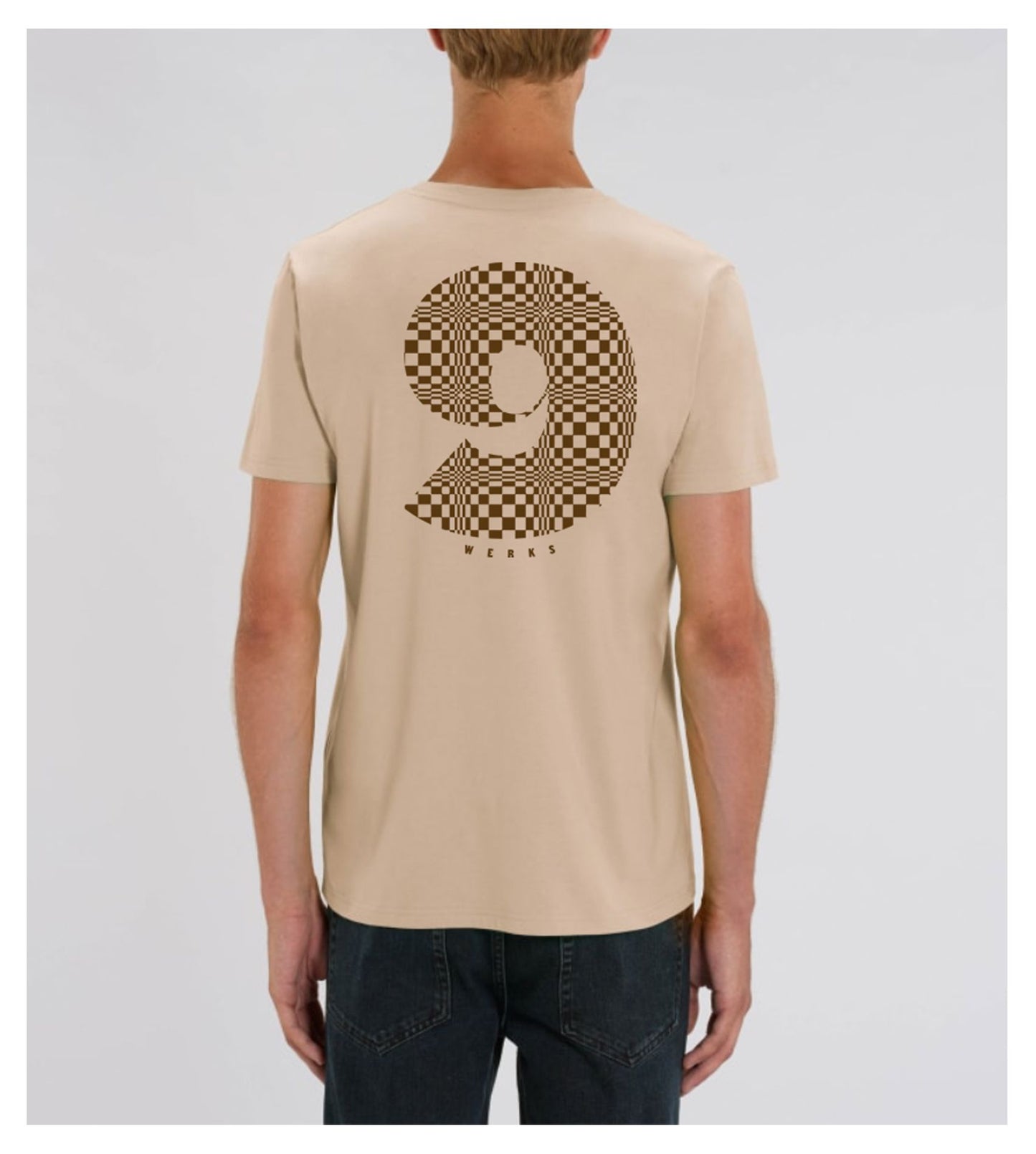 Pasha T-Shirt, beige with brown colour text